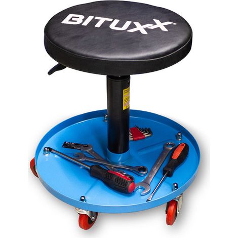 Bituxx Werkstattsitz Werkstattstuhl Werkstatthocker Drehhocker Verstellbar Hocker (1/5)