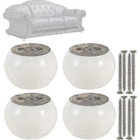 Lot de 4 pieds de meubles coniques noirs en bois d'eucalyptus de 50 mm de hauteur, adaptés aux canapés, lits, fauteuils et armoires (blanc). (1/5)