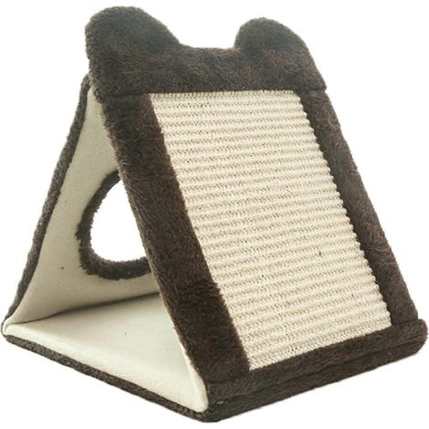 Dreieckige Sisal-Kratzmatte mit Plüschbommel für Katzen zum Spielen