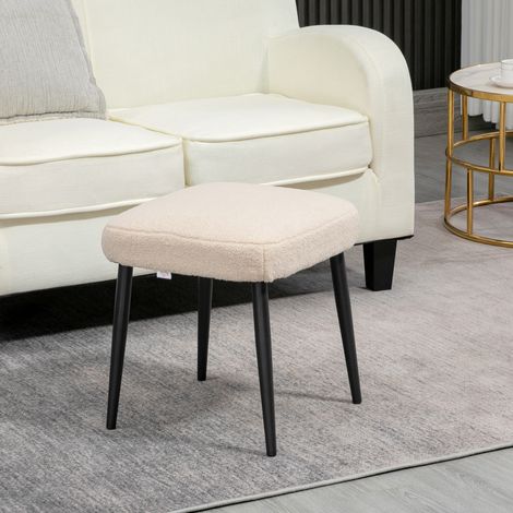 Taburete Relleno para Salón, Reposapiés Multifuncional con Estructura de Acero, Poliéster Beige (1/5)