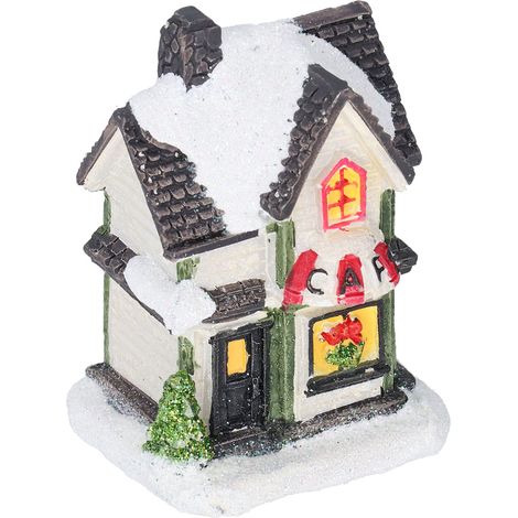 Miniatur-LED-Harzhaus, Nachtlichtmodell, festliche Tischdekoration, Weihnachtsgeschenk (warmes Licht, eingebauter Akku, Modell E) (1/5)