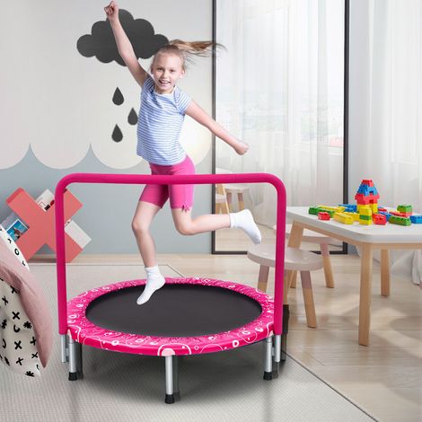92cm Kids Trampoline Mini Rebounder w/ Safety Padded Cover Full Covered Handle (1/5)