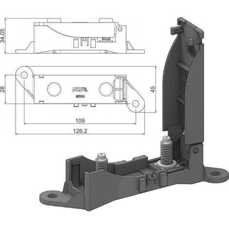 Portafusibili per auto per fusibili Megaval 68,8mm Mta-0x01498