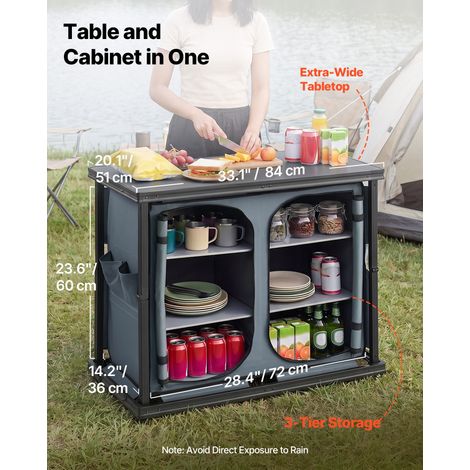 Cuisine de Camping Pliable Armoire de Camping Portable en Aluminium, Pour Barbecue, Meuble de Rangement Pliant avec 6 Étagères et S… (1/5)