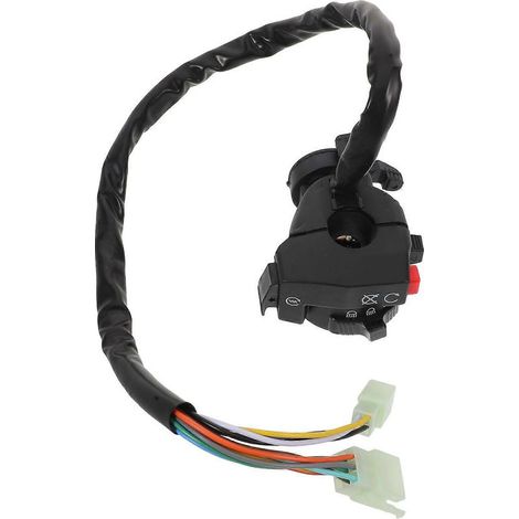 Ensemble de commutateurs universels à 5 fonctions pour guidon gauche, compatibles avec les quads, motos et VTT de 110 à 250 cm3 : commande de démarrage et d'arrêt du moteur. (1/5)