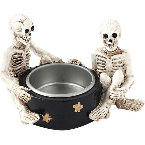 Support Pour Bougie - Statue Sorcière Ou Squelette En Résine - Décoration Halloween Bureau Intérieur - 1 Pièce (1/2)