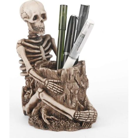Porte-stylo tête de mort crâne Papeterie Porte-Crayons Porte-pinceau de maquillage Titulaire Organisateur de Stockage de Bureau décoration Boîte De Conteneur de Rangement porte-clés Squelette cadeau (1/5)