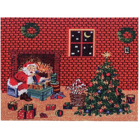 Nappe de Noël élégante, chemin de table pour les fêtes, coussin de table, tissu coton et lin, 1 pièce (1/5)