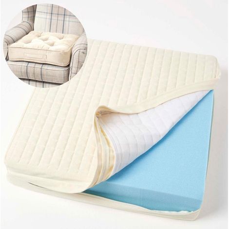 HOMESCAPES Wattierter Sitzkissenbezug 50 x 50 x 10 cm aus Baumwolle, creme