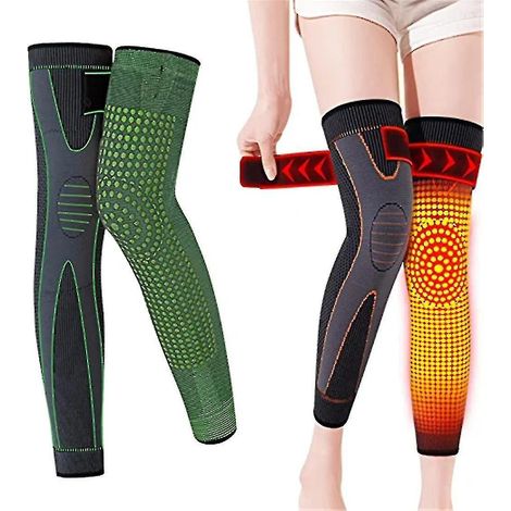 Selbsterwärmende, formende Turmalin-Kniebandage für Akupressur, Turmalin- und Beifuß-Akupressur – XL – grün