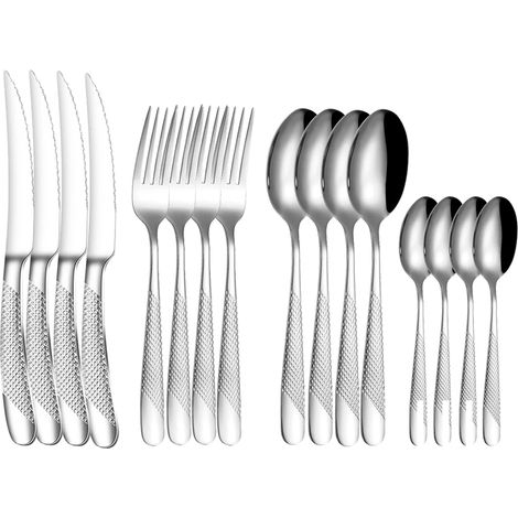 (Argent) Cuillère en acier inoxydable en forme d'étoile, adaptée aux couteaux et fourchettes à steak haut de gamme. (1/5)