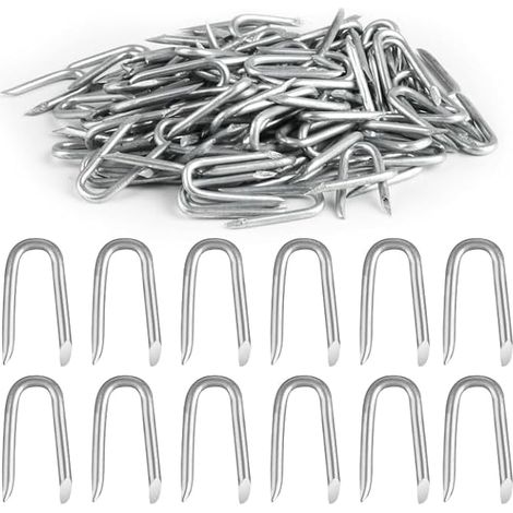 100 Pièces Agrafes Galvanisées en U pour Fixation De Fil 100 pièces par paquet – suffisant pour des projets moyens à grands, rangement pratique en boîte refermable. (1/2)