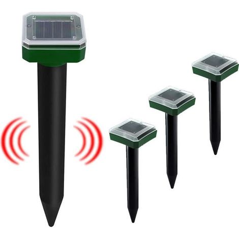 Solarbetriebener Ultraschall-Abwehr gegen Maulwürfe und Schlangen, 4er Set, IP65, zur Schädlingsbekämpfung