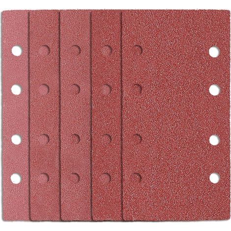 50 Pièces Papier Abrasif pour Ponceuse Rectangulaire 185 x 93mm,8 Trous Feuilles Abrasives Delta Pour Ponçage,Grain 40 60 80 120 180 en Oxyde d'Aluminium pour Poncer/Polir avec Ponceuses Delta Bosch G