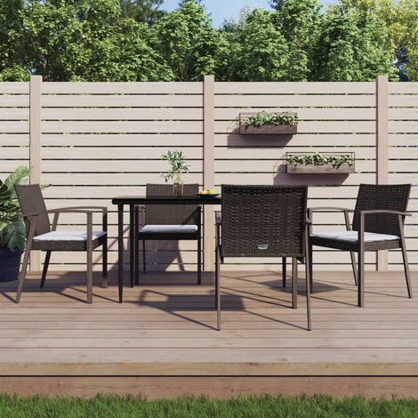 Sillas jardín cojines 4 uds ratán sintético marrón 56,5x57x83cm vidaXL (1/5)