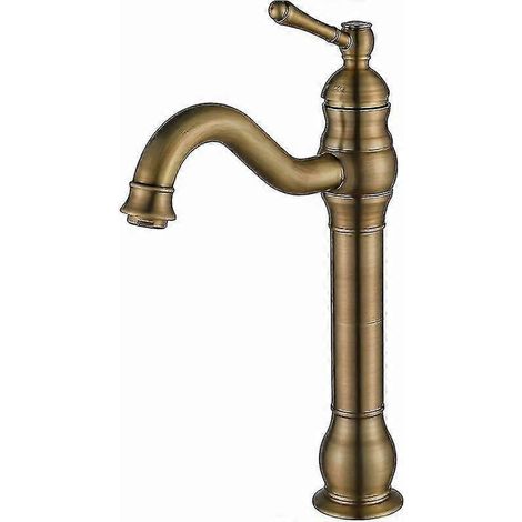 Robinet de salle de bain rétro en laiton antique avec levier pivotant à 360°-AquaForge (1/5)