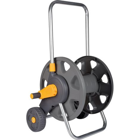 Dévidoir Chariot 60 M - Plastique Renforcé - Enroulement Manuel - Jardin Extérieur - Avec 2 Raccords (1/2)