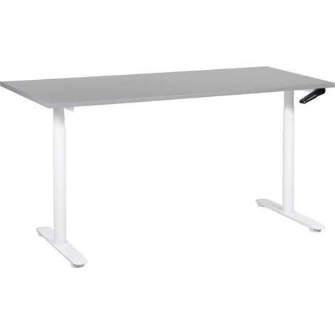Scrivania regolabile manualmente grigio e bianco 160 x 72 cm DESTINAS