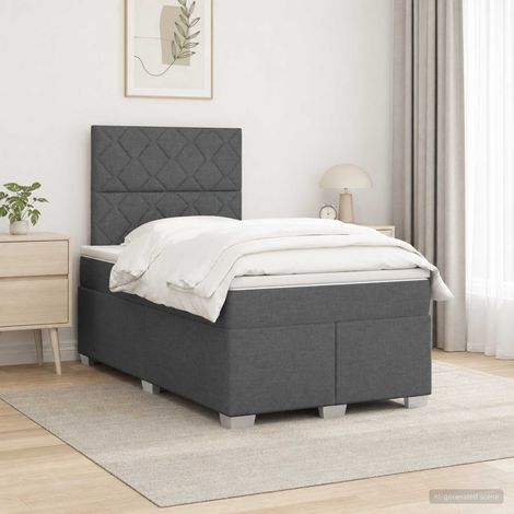Lit boxspring avec matelas Gris foncé 120 x 190 cm Tissu (1/5)