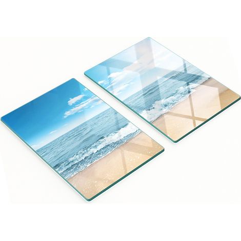 Tableros de vidrio decorativos multifuncionales con estampado playero, 2x40x52 cm.