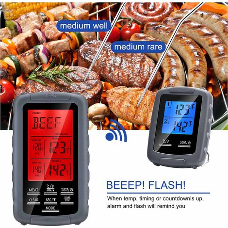 Thermomètre de cuisine à double sonde pour barbecue, fumoir, gril et four, lecture instantanée de la température de la viande (1/3)