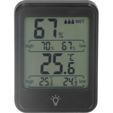 Thermomètre-hygromètre numérique professionnel, appareil de mesure électronique de l'humidité et de la température avec écran LCD pour une utilisation intérieure et extérieure. (1/5)