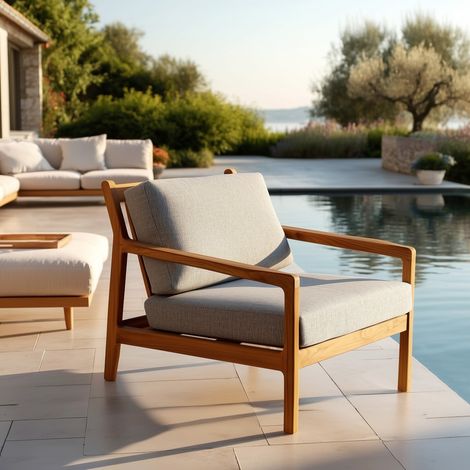 COLINE - Fauteuil de jardin en bois de teck recyclé couleur naturelle (1/5)