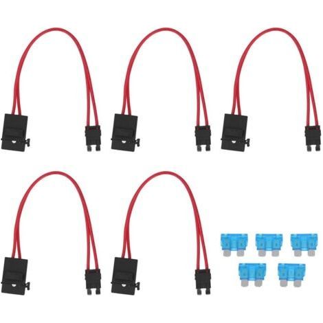 Connecteur porte-fusible de voiture, 5 pièces, Mini extension de fil robuste pour véhicule ATM 20A 16AWG avec 5 fusibles ACT M 19.1mm (1/5)