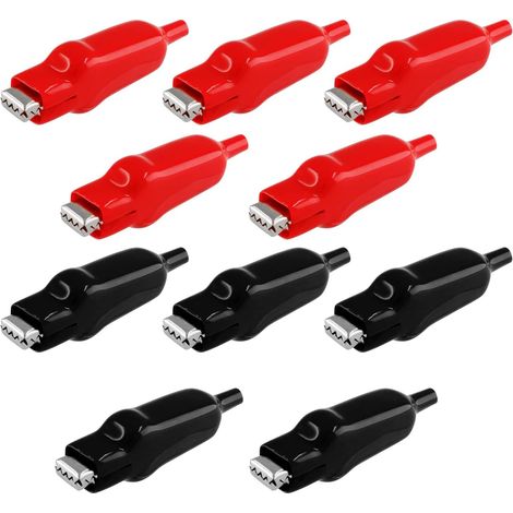 Packung mit 10 isolierten 20-A-Krokodilklemmen – Hochleistungs-Krokodilklemmen für Batterien – Prüfklemmen für Stromkreise – für Autos und Fahrzeuge