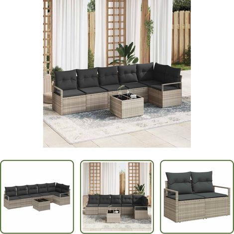 vidaXL Poly-Rattan -  Sofa Set 7 pcs Hellgrau Poly-Rattan (1/5)