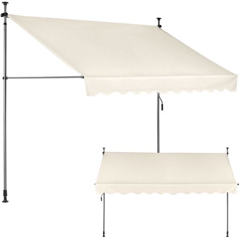 Balkon-Sonnenschutz-Markise 300x120 cm, höhenverstellbar, wasserdicht mit Handkurbel Beige MultiGarden