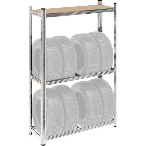 Wiltec Reifenregal – 180 x 120 x 40 cm – bis 795 kg – für 8 Reifen – aus Stahl – Werkstattregal Lagerregal Reifenständer Schwerlastregal (1/5)