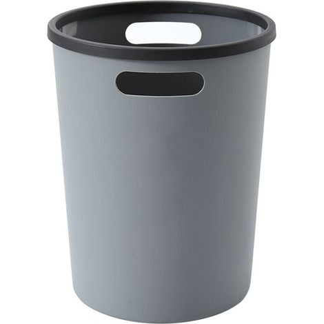Petite poubelle à dessus ouvert, pour cuisine, bureau, dortoir, salle de bain, corbeille compacte, espaces restreints, poubelle ronde grise (1/5)