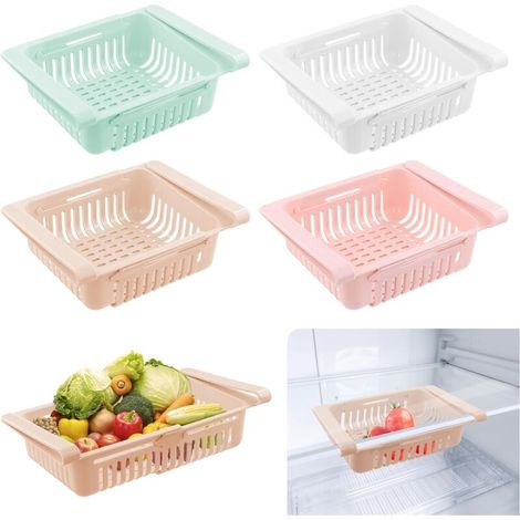 CSPARKV 4 Pièces Boite de Rangement Frigo, Organisateur Frigo Escamotable, Rangement Frigo Rétractable, Accessoires Frigo Organiseur pour Cuisine, Armoires, CongéLateur, Garde-Manger (Multicolore) (1/5)