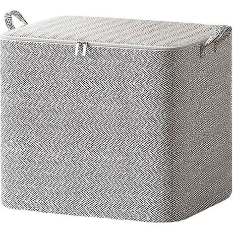 2 cajas de almacenamiento plegables, de tela no tejida, 48x44x48 cm, color gris, para edredones y ropa. (1/5)