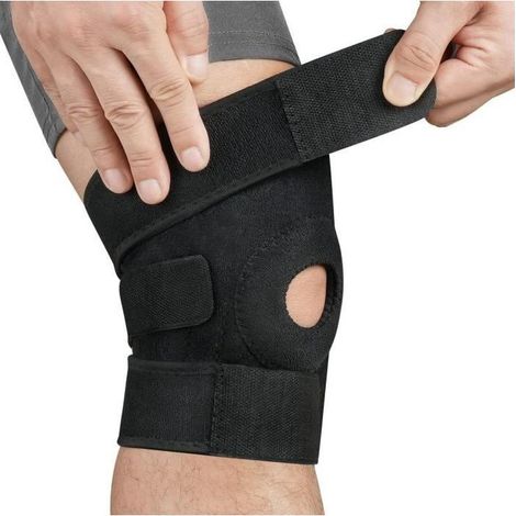 2 pcs Genouillère rotulienne en néoprène noir-PROTEGE-GENOU (1/5)