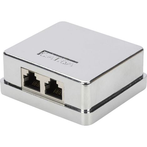 Prise réseau montage apparent (en saillie) CAT 6a 2 ports (1/2)