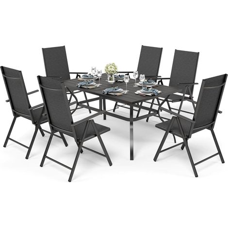 PHI VILLA Gartenmöbel Set 6 Stühle Verstellbar 7 Sitzpositionen klappbar (1/5)
