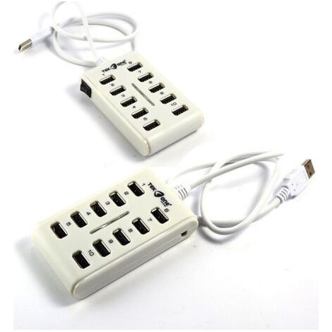 Extension De Prise D'alimentation Hub 10 Ports Usb 2.0 Multiplicateur De Prises Multiples 10 Ports Usb