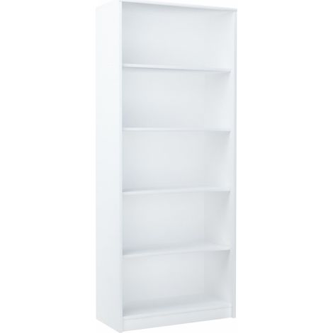 Bibliothèque réglable 180 cm – 4 étagères – Panneau stratifié résistant aux rayures – Design moderne blanc
