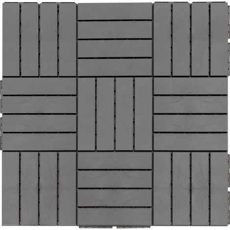 Lot de 9 carreaux carrés 30x30 cm (surface de 0,81 m²) à clipser, gris, pour balcon, terrasse ou jardin. (1/5)