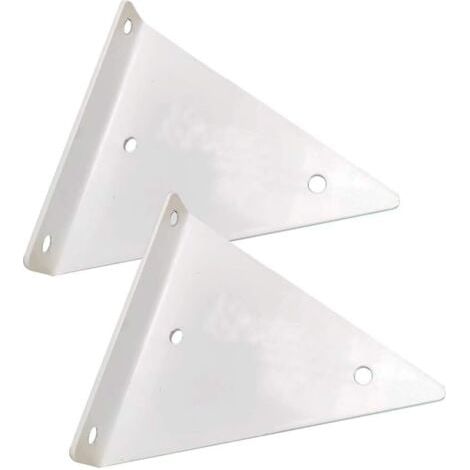 Lot de 2 supports d'étagères triangulaires flottants en métal (blanc), support mural, support décoratif DIY pour chambre à coucher, salon, salle de bain, 17 x 13 cm/6,7 x 5,1 pouces (1/5)