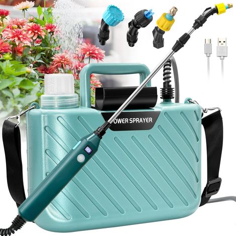 Pulverisateur Electrique 5V/2400mAh, Pulverisateur de Jardin 5L, Pulverisateur avec Rétractable, Pulverisateur a Pression avec 3 Buses Réglables et Réservoir d'eau de 5 litres (1/5)