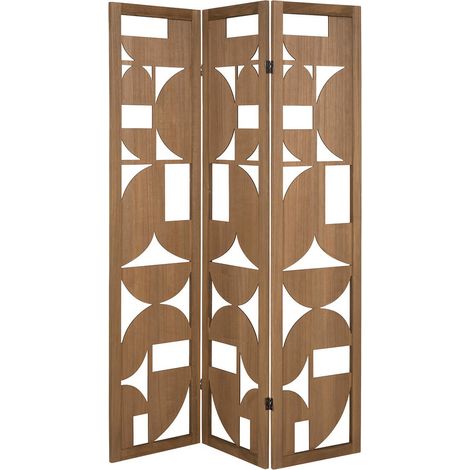 Paravent avec 3 pans en bois coloris marron - Longueur 121 x Profondeur 1,8 x Hauteur 170 cm -PEGANE- (1/4)