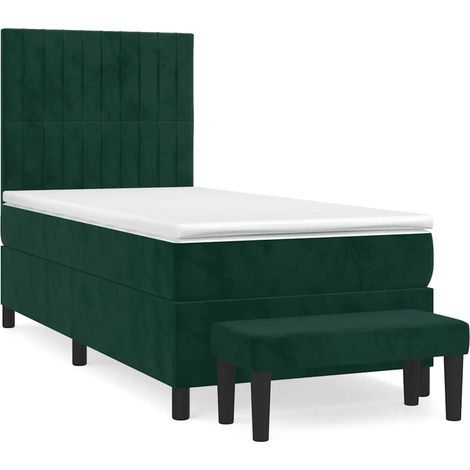 Maison Exclusive - Giroletto a Molle con Materasso Verde Scuro 90x190 cm Velluto