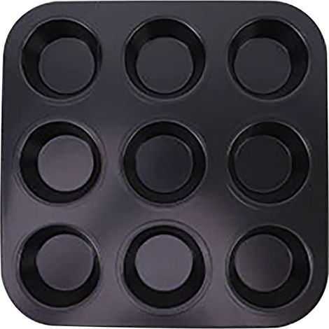 1 Moule à muffins, Acier durable, Revêtement antiadhésif, 9 cavités, Pour pâtisserie maison (1/5)