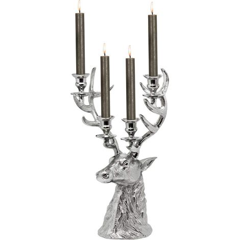 Chandelier Cerf Richard, 4 Branches (H 43 cm), Aspect argenté (1/5)
