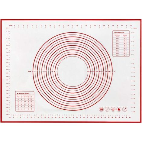 Accessoire de rangement pour la cuisine, tapis de cuisson réutilisable en silicone 60 x 40 cm, avec fonction de mesure, antidérapant et antiadhésif - (1/5)