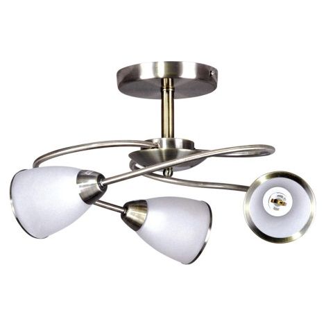 Plafonnier métal Kaja Plato 3xE14 patine/blanc Ø58cm