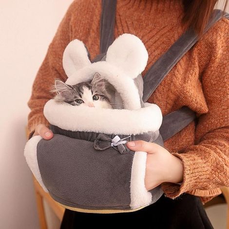 Sac de transport chaud pour petits chiens, sac à dos d'hiver en peluche pour animaux domestiques, cage pour animaux domestiques, coffre de charge de 8 kg, sacs de voyage à suspendre,33cmX25cmX27cm (1/5)